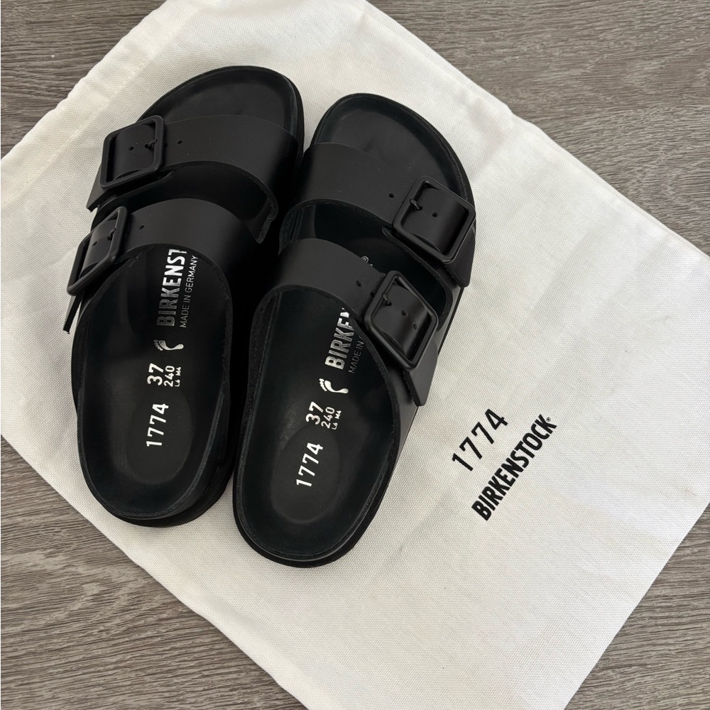 Birkenstock 1774 - Black leather w black buckle and sole.  New, never worn.